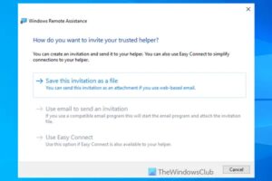 Utilice el correo electrónico para enviar una invitación en gris a la Asistencia remota de Windows