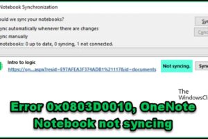 Error 0x0803D0010, OneNote Notebook no se sincroniza