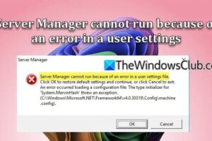 El Gestor del servidor no puede ejecutarse debido a un error en un archivo de configuración de usuario