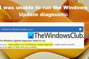 No pude ejecutar el diagnóstico de la actualización de Windows