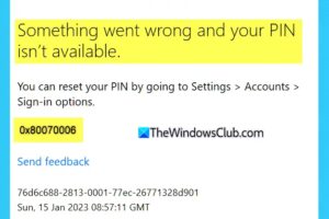 0x80070006 algo salió mal y su pin no está disponible