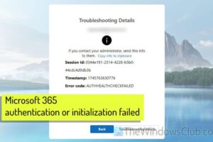 Microsoft 365 autenticaciรณn o inicializaciรณn fallรณ
