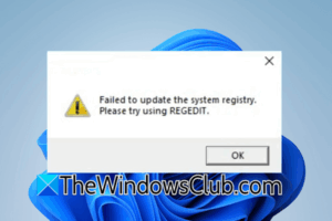 No se pudo actualizar el registro del sistema, intente usar RegEdit