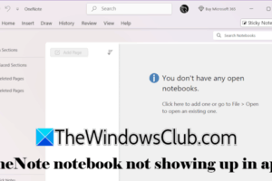 OneNote Notebook no aparece en la aplicación