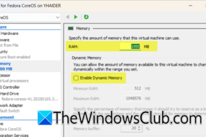 Hyper-V no puede asignar RAM [Fix]