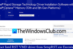 Extraiga el controlador Intel RST VMD del ejecutable SetupRST.exe