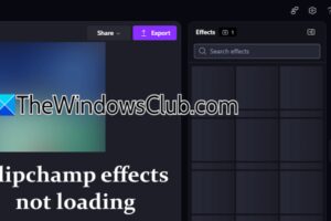 Los efectos Clipchamp no se cargan en Windows 11