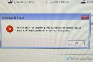 Se ha producido un error al seleccionar esta partición para instalar el error de configuración de Windows