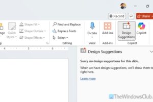 Lo sentimos, no hay sugerencias de diseño para este error de diapositiva en PowerPoint