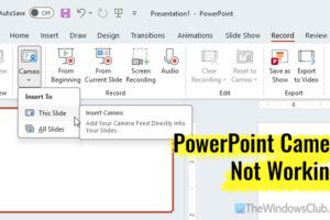 PowerPoint Cameo no se muestra ni funciona en Windows 11