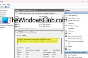 El servicio VMSP no se pudo iniciar en Windows 11