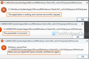 Error AIXHost.exe La aplicaciรณn se estรก saliendo y no puede atender esta solicitud