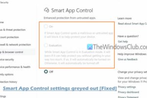 La configuración del control de aplicaciones inteligentes está en gris en Seguridad de Windows [Fix]