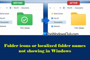 Los iconos de carpetas o los nombres de carpetas localizadas no se muestran en Windows 11