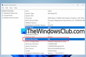 Estado de arranque seguro desactivado en la información del sistema, pero activado en la BIOS