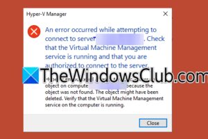 Hyper-V no se pudo conectar al ordenador local