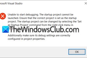 Visual Studio No se puede iniciar la depuración
