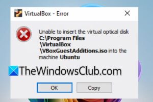 VirtualBox no puede insertar el disco óptico virtual