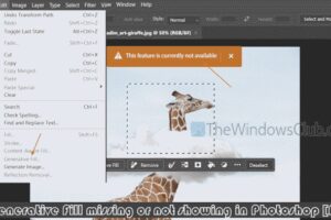 Falta el relleno generativo o no se muestra en Photoshop [Fix]