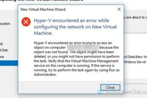Hyper-V ha encontrado un error al configurar la red